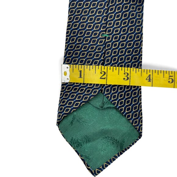 Tommy Hilfiger Silk Tie Geometric Blue Gold Vintage 90's No Import Duty Fees - Picture 5 of 6